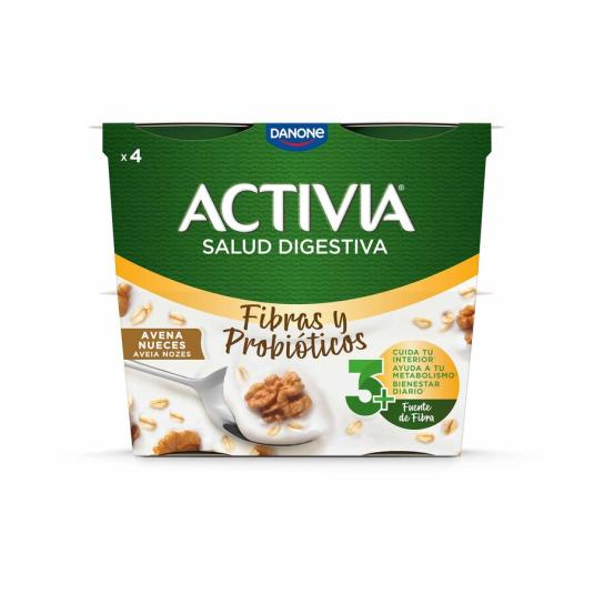 ACTIVIA FIBRAS BÍFIDUS AVENA Y NUECES, 4X115G DANONE