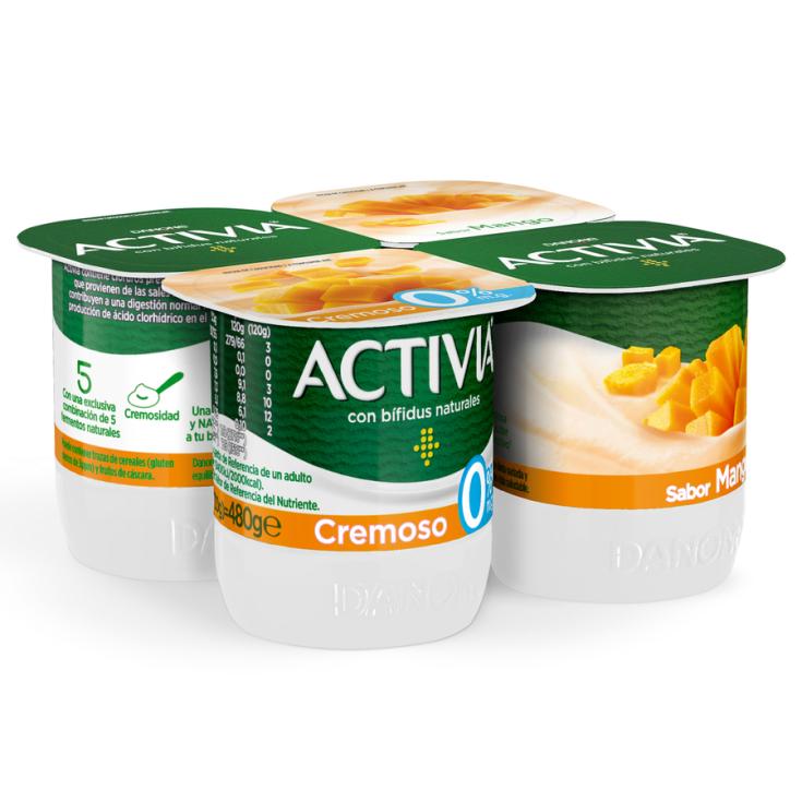 ACTIVIA CREMOSO 0% MANGO, 4X115GR
