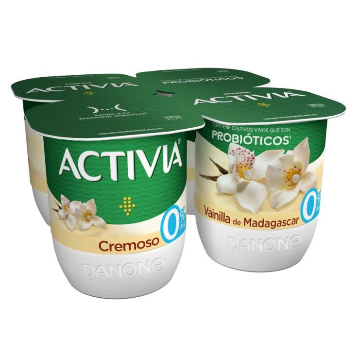 ACTIVIA CREMOSO 0% VAINILLA, 4X115GR
