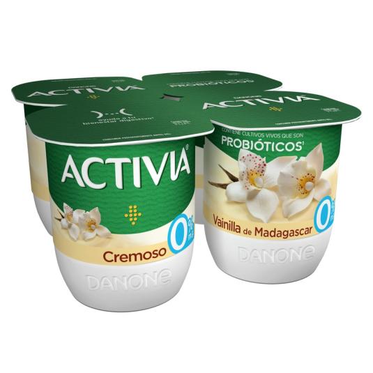 ACTIVIA CREMOSO 0% VAINILLA, 4X115GR