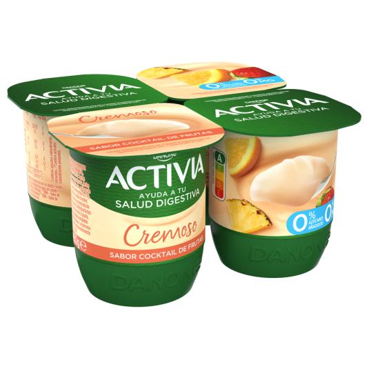 ACTIVIA CREMOSO 0% COCKTAIL FRUTAS,4X115g