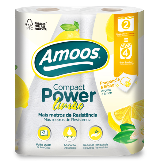 PAPEL DE COCINA LIMON COMPACTO DOBLE ROLLO, 2ROLLO AMOOS
