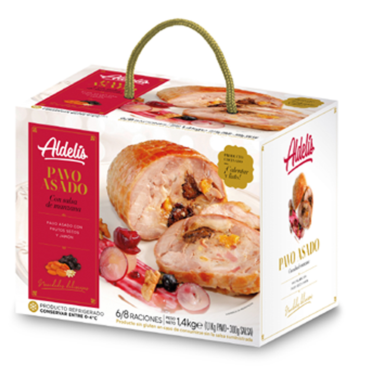 PAVO ASADO CON FRUTOS SECOS Y JAMON CON SALSA DE MANZANA ALD