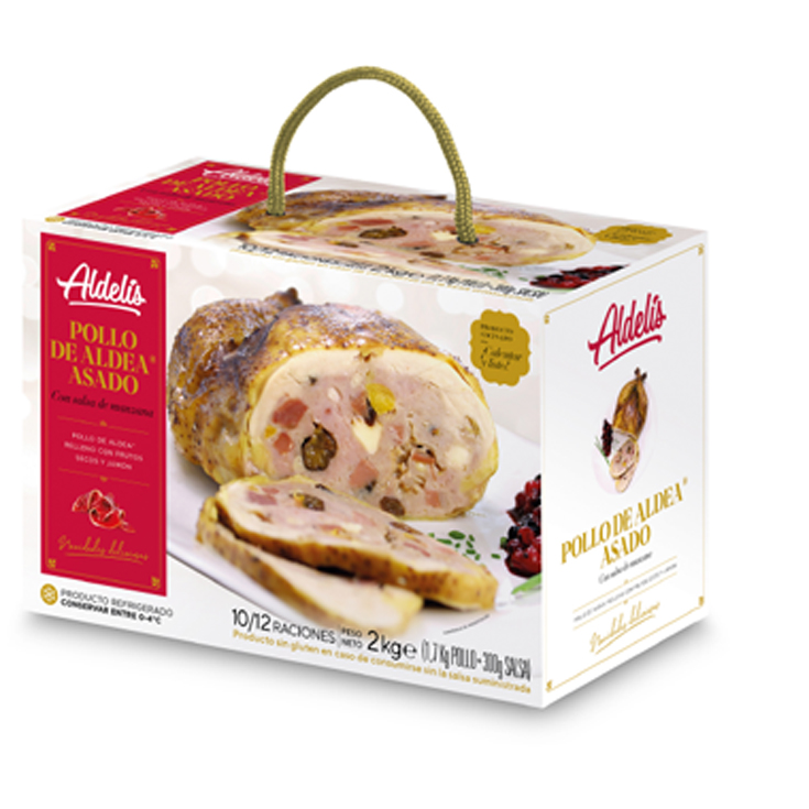 POLLO ALDEA ASADO FRUTOS SECOS, JAMON Y SALSA DE MANZANA ALD