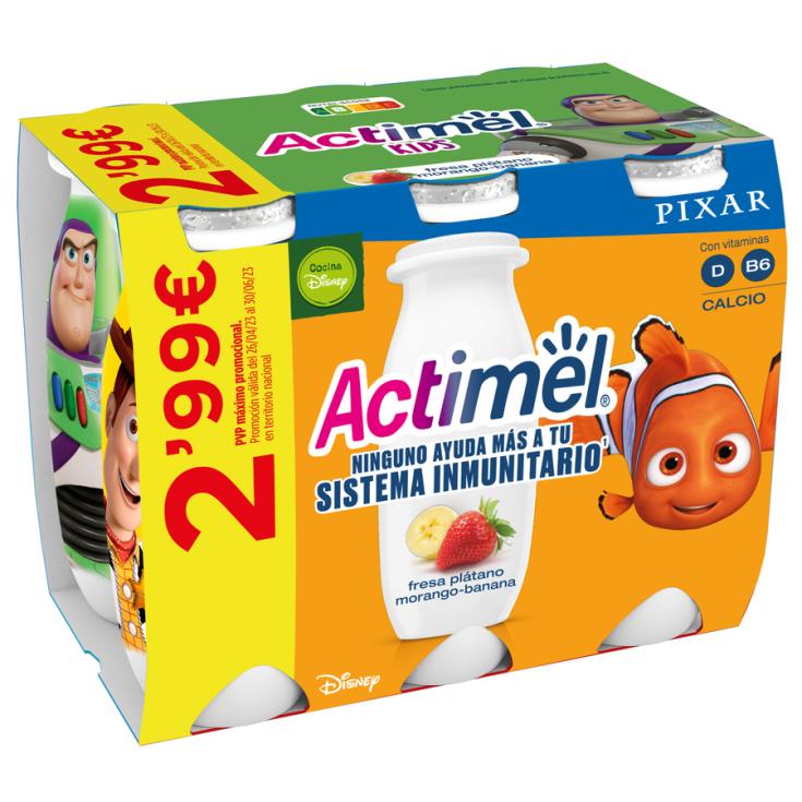 ACTIMEL LIQUIDO FRESA-PLATANO, 6+2X100ML DANONE