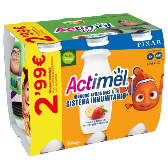 ACTIMEL LIQUIDO FRESA-PLATANO, 6+2X100ML DANONE