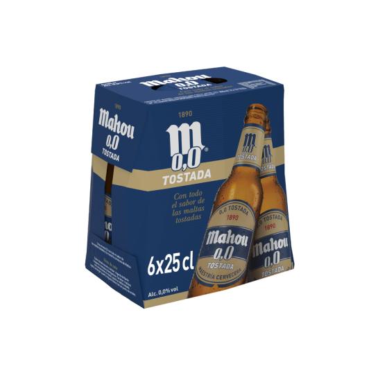 CERVEZA 0,0 TOSTADA, PK 6X25CL MAHOU