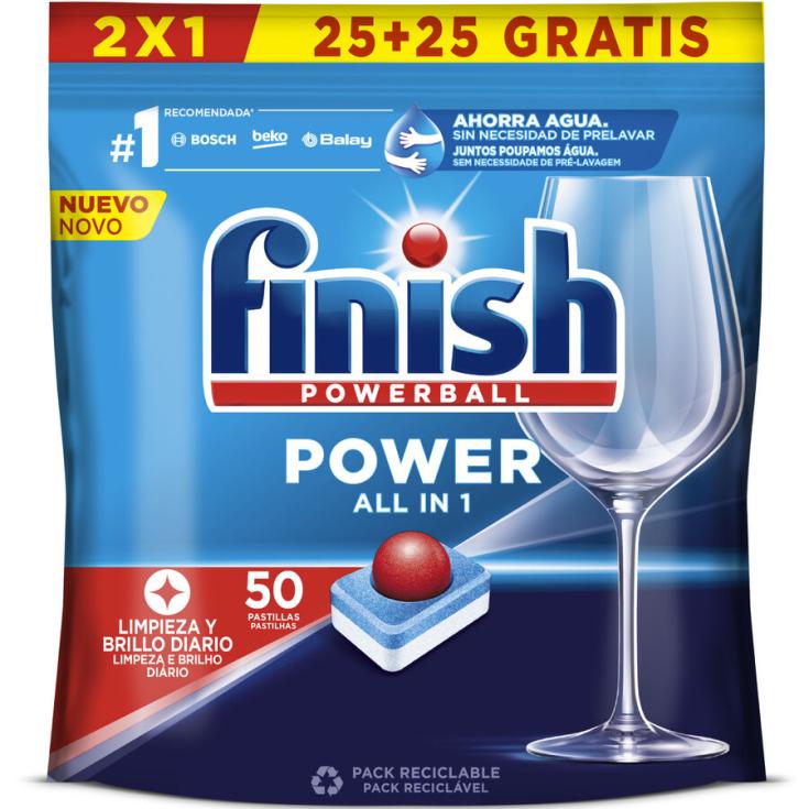 DETERGENTE LAVAVAJILLAS TODO EN 1 25+25 GRATIS FINISH