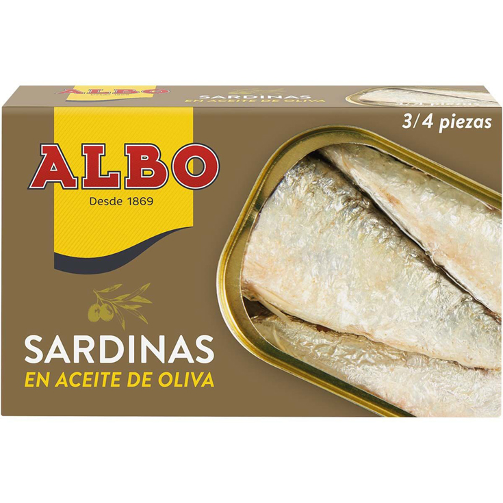 SARDINAS EN ACEITE DE OLIVA, 120G ALBO