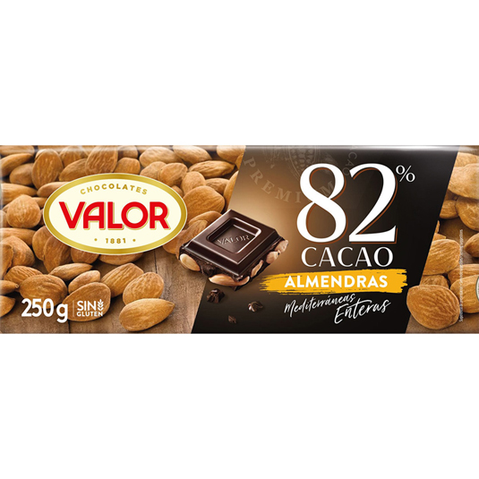 CHOCOLATE NEGRO 82% CON ALMENDRA, 250GR VALOR