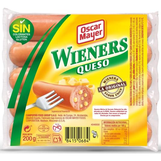 SALCHICHAS WIENNER QUESO, 200G OSCAR MAYER
