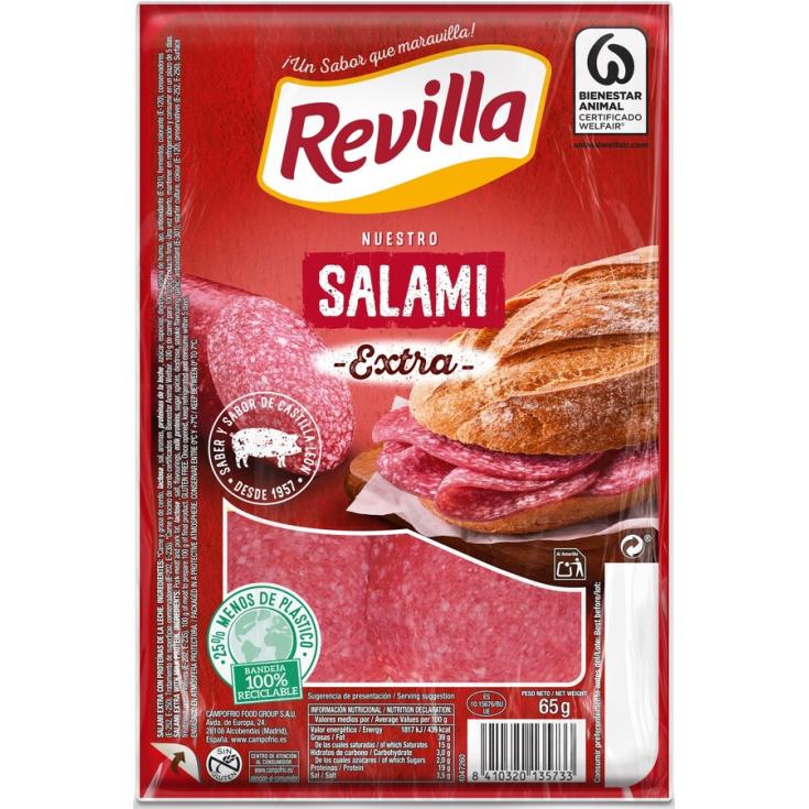 SALAMI EXTRA LONCHAS, 65g REVILLA