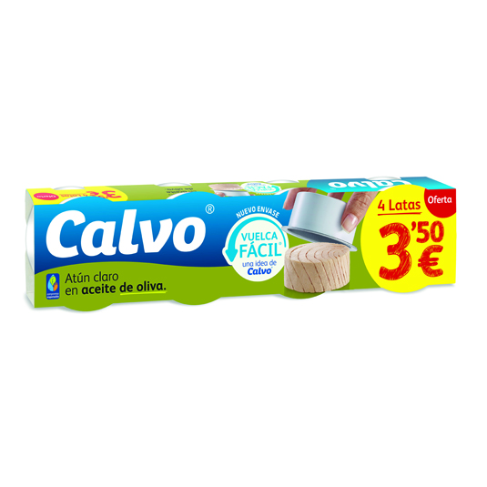ATUN CLARO EN ACEITE DE OLIVA, 4X52G CALVO