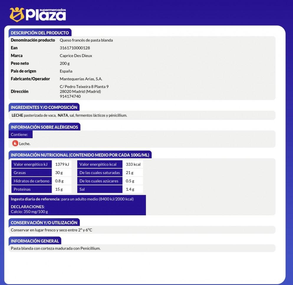 QUESO , 200GR CAPRICE DE DIEUX