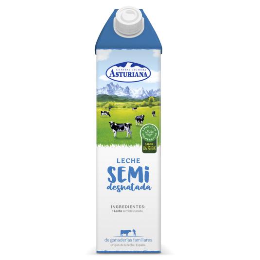 LECHE SEMIDESNATADA, 1L ASTURIANA
