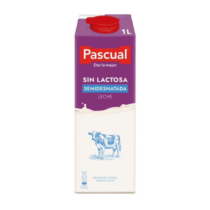 LECHE SEMIDESNATADA SIN LACTOSA, 1L PASCUAL