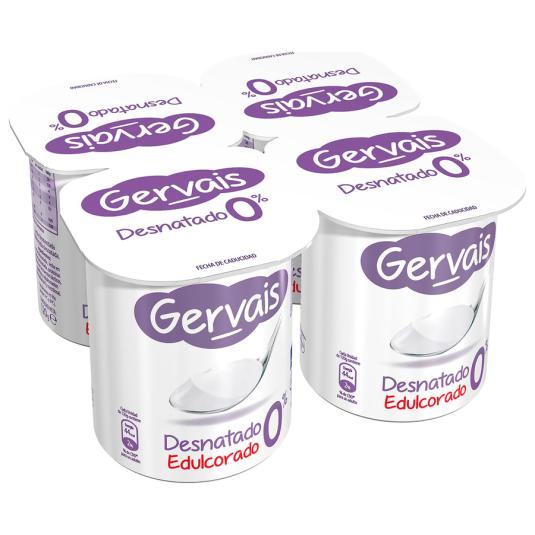 YOGUR 0% NATURAL EDULCORADO, 4X120G GERVAIS