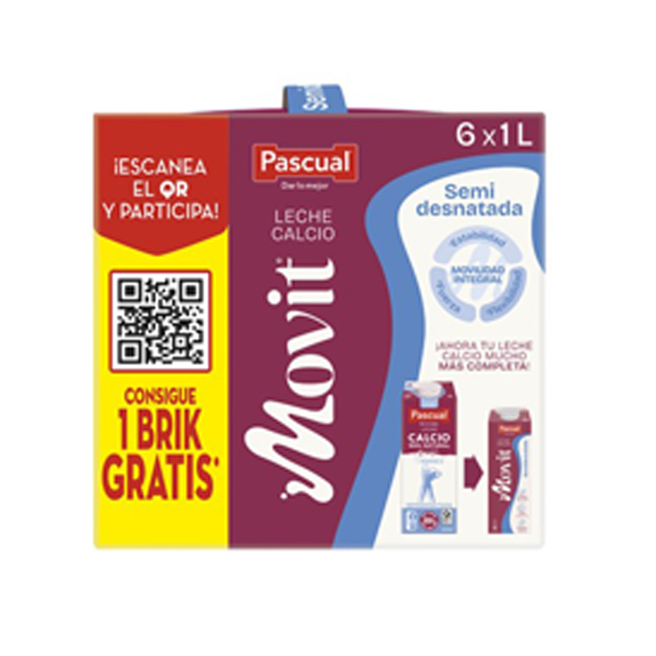 LECHE SEMIDESNATADA CON CALCIO, 1L PASCUAL