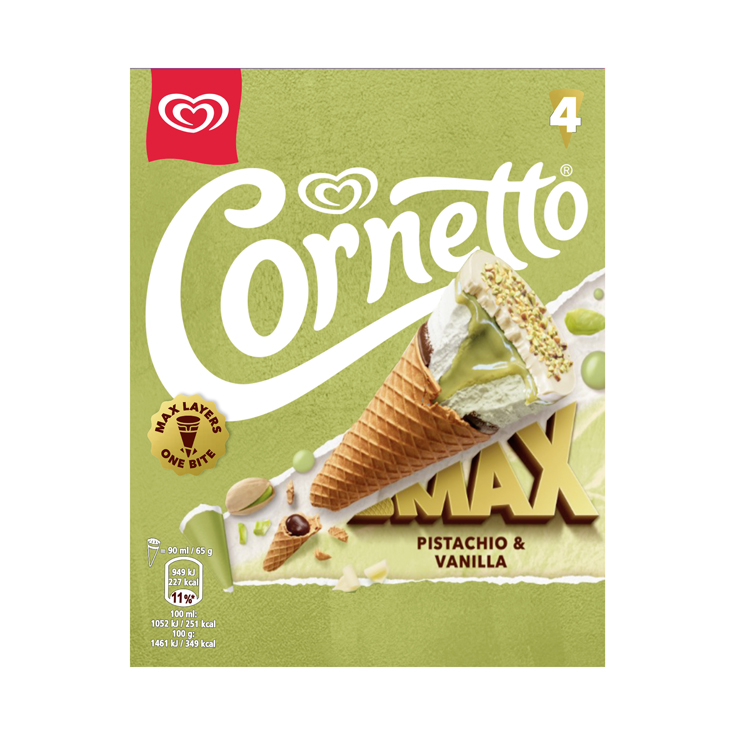 CONO HELADO PISTACHO, 4UD CORNETTO 