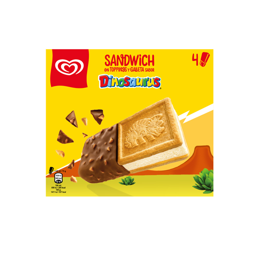 HELADO SANDWICH DINOSAURIOS, 4UD FRIGO