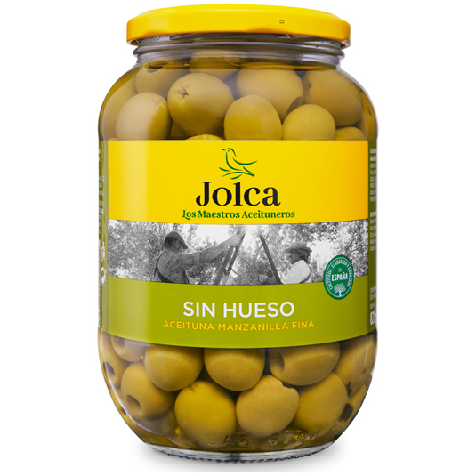 ACEITUNA MANZANILLA FINA SIN HUESO, FRASCO 400G JOLCA