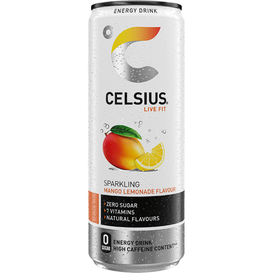 BEBIDA ENERGETICA MANGO Y LIMON, 355ML CELSIUS