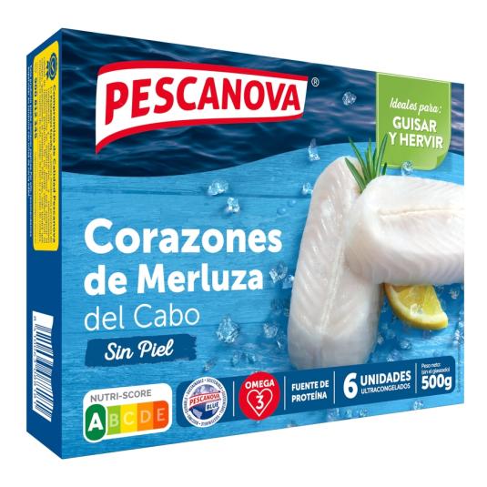 CORAZONES DE FILETE DE MERLUZA 6 UN ESTUCHE 500 G  PESCANOVA