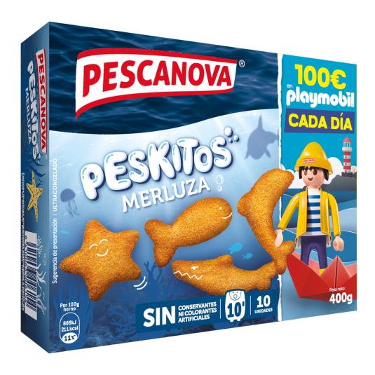 PESKITOS MERLUZA EMPANADA 10 U ESTUCHE 400 G PESCANOVA
