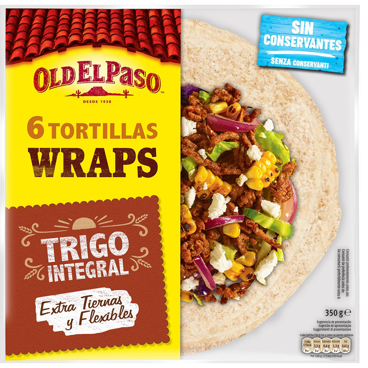 WRAPS DE TRIGO INTEGRAL, 350G OLD EL PASO