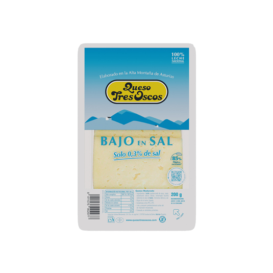 QUESO LONCHAS TRES OSCOS BAJO EN SAL 200 GR TRES OSCOS