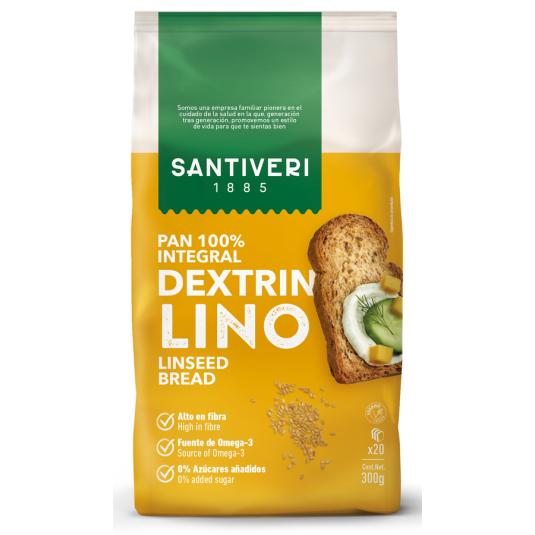 PAN TOSTADO INTEGRAL DEXTRIN CON LINO, 300G SANTIVERI