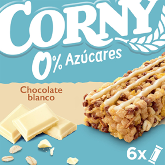 BARRITAS DE CHOCOLATE BLANCO SIN AZUCAR, 6X20G CORNY