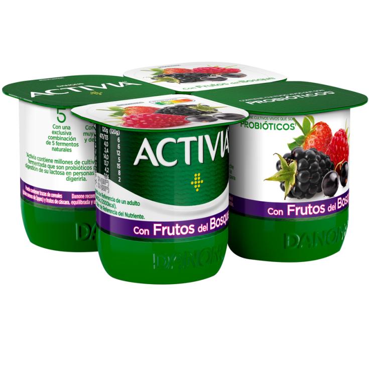 YOGUR ACTIVIA CON FRUTAS BOSQUE, 4X120G DANONE