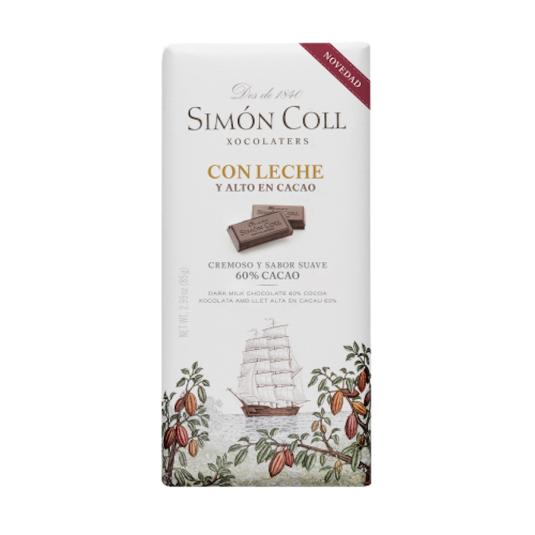 CHOCOLATE CON LECHE 60% CACAO, 85G SIMON COLL