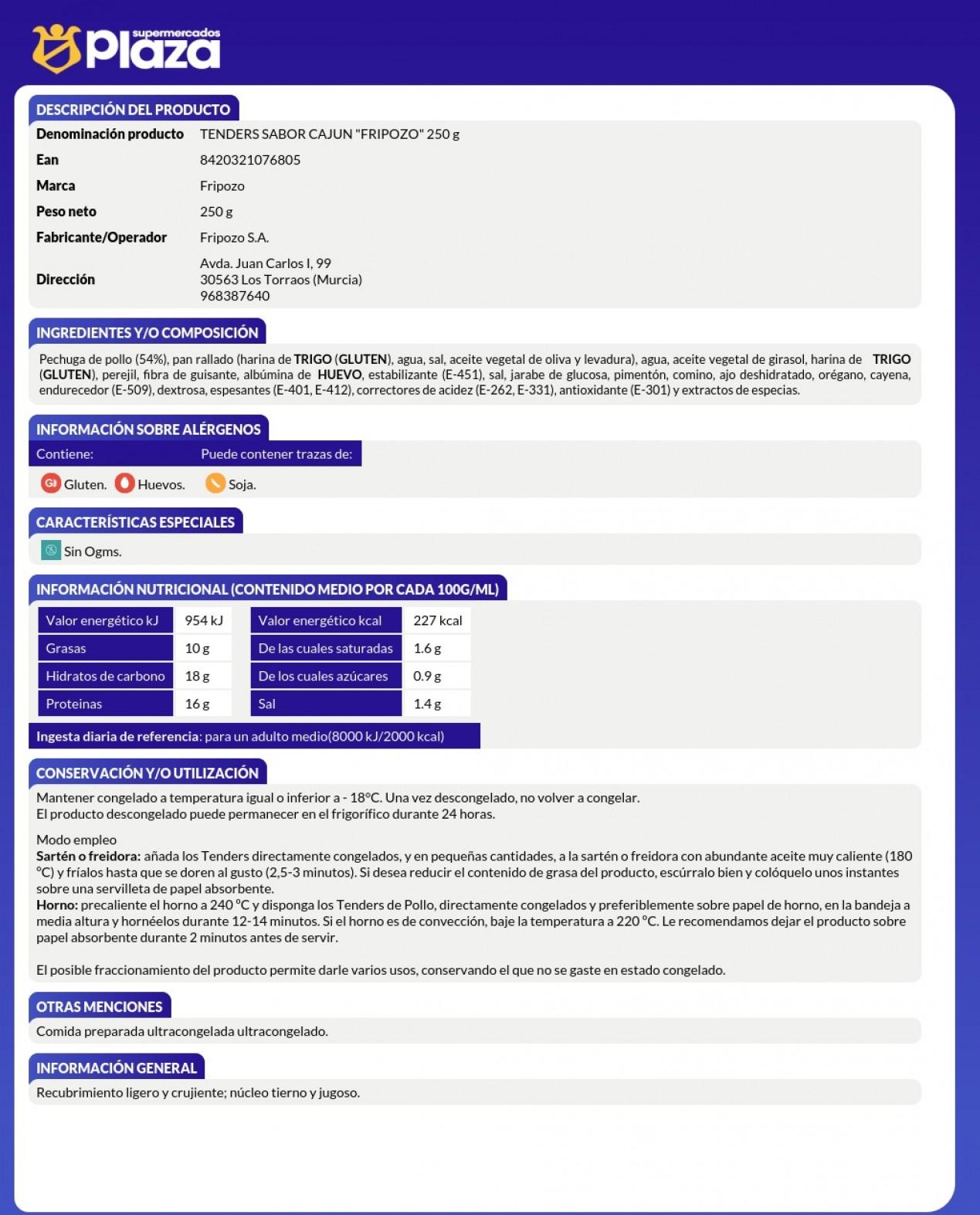 TENDERS AMERICAN STYLE 100% PECHUGA DE POLLO SABOR CAJÚN FRI