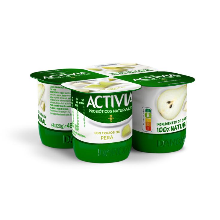 YOGUR ACTIVIA CON PERA, 4X120GR DANONE