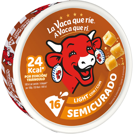 QUESO PORCIONES LIGHT SEMICURADO 16U, 250G VACA QUE RIE