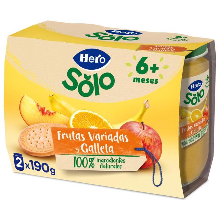 TARRITO DE FRUTA Y GALLETA, 2X190G HERO BABY