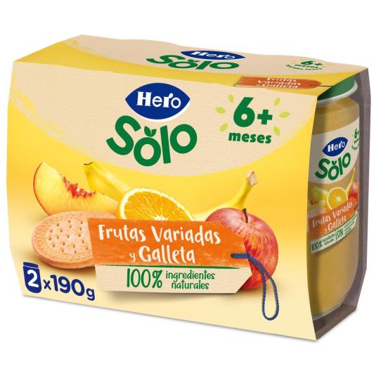 TARRITO DE FRUTA Y GALLETA, 2X190G HERO BABY