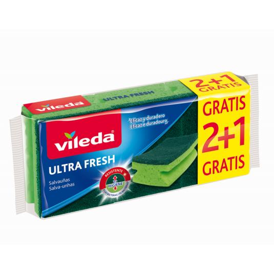 ESTROPAJO SALVAUÑAS ULTRA FRESH, 2+1UD VILEDA