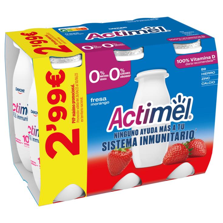 YOGUR ACTIMEL 0% FRESA, 6X100ML DANONE