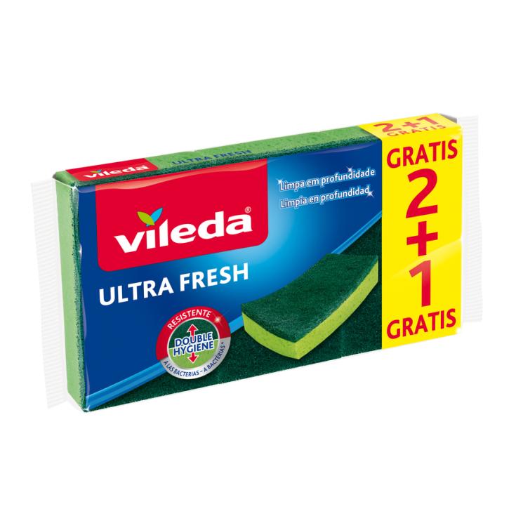 ESTROPAJO FIBRA ESPONJA ULTRA FRESH,3U VILEDA