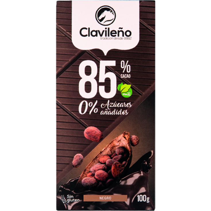 CHOCOLATE NEGRO 85% SIN AZUCAR, 100GR CLAVILEÑO