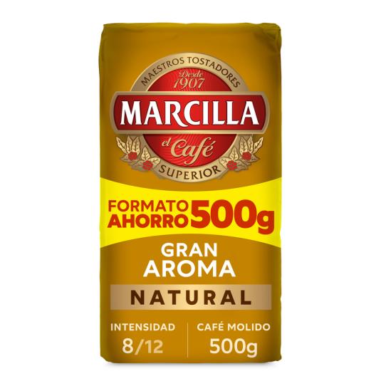 CAFE MOLIDO NATURAL GRAN AROMA, 500G MARCILLA
