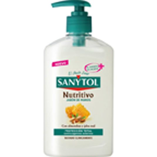 JABON DE MANOS NUTRITIVO CON ALMENDRAS Y JALEO, 250ML SANYTO