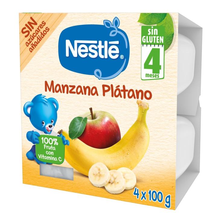 TARRINA DE MANZANA Y PLATANO, 4X100G NESTLE