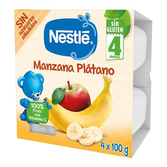 TARRINA DE MANZANA Y PLATANO, 4X100G NESTLE
