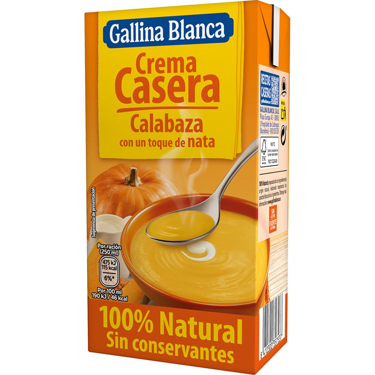 CREMA DE CALABAZA, 500ML GALLINA BLANCA