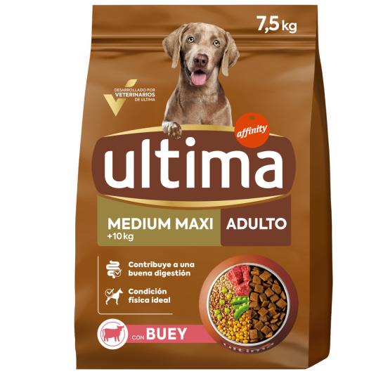 PIENSO PERRO ADULTO MEDIUM/MAX BUEY, 7.5 ULTIMA