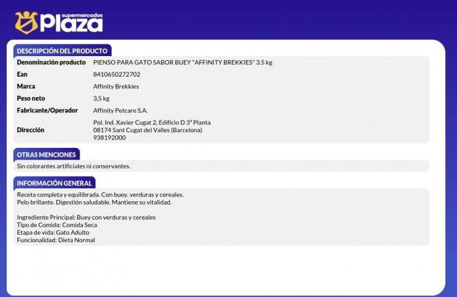 PIENSO GATO ADULTO BUEY, 3.5KG BREKKIES